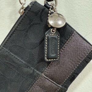 Coach Signature C Monogram Black Canvas Wristlet